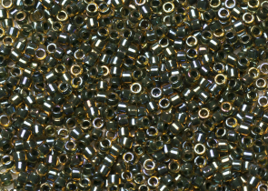 Бисер Япония MIYUKI Delica цилиндрический 11/0 5г DB-0273 лесной зеленый топаз радужный с цветной линией
